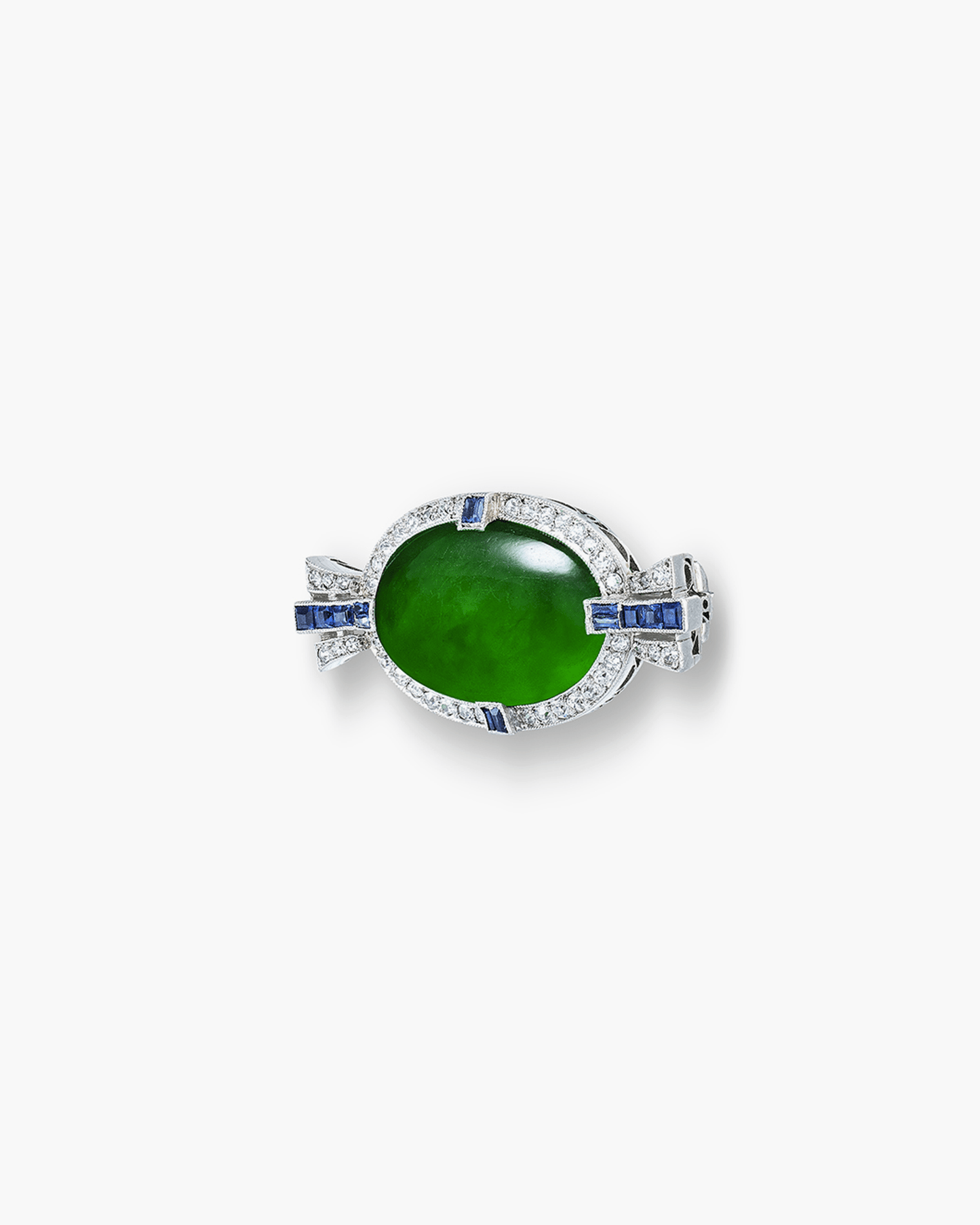 Art Deco Jade, Sapphire and Diamond Brooch by Dreicer & Co.