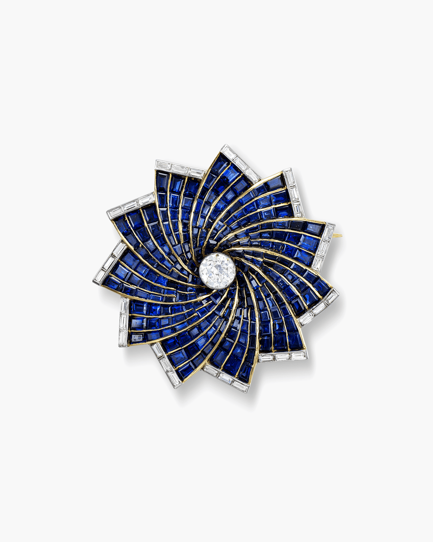 Retro Sapphire and Diamond Brooch