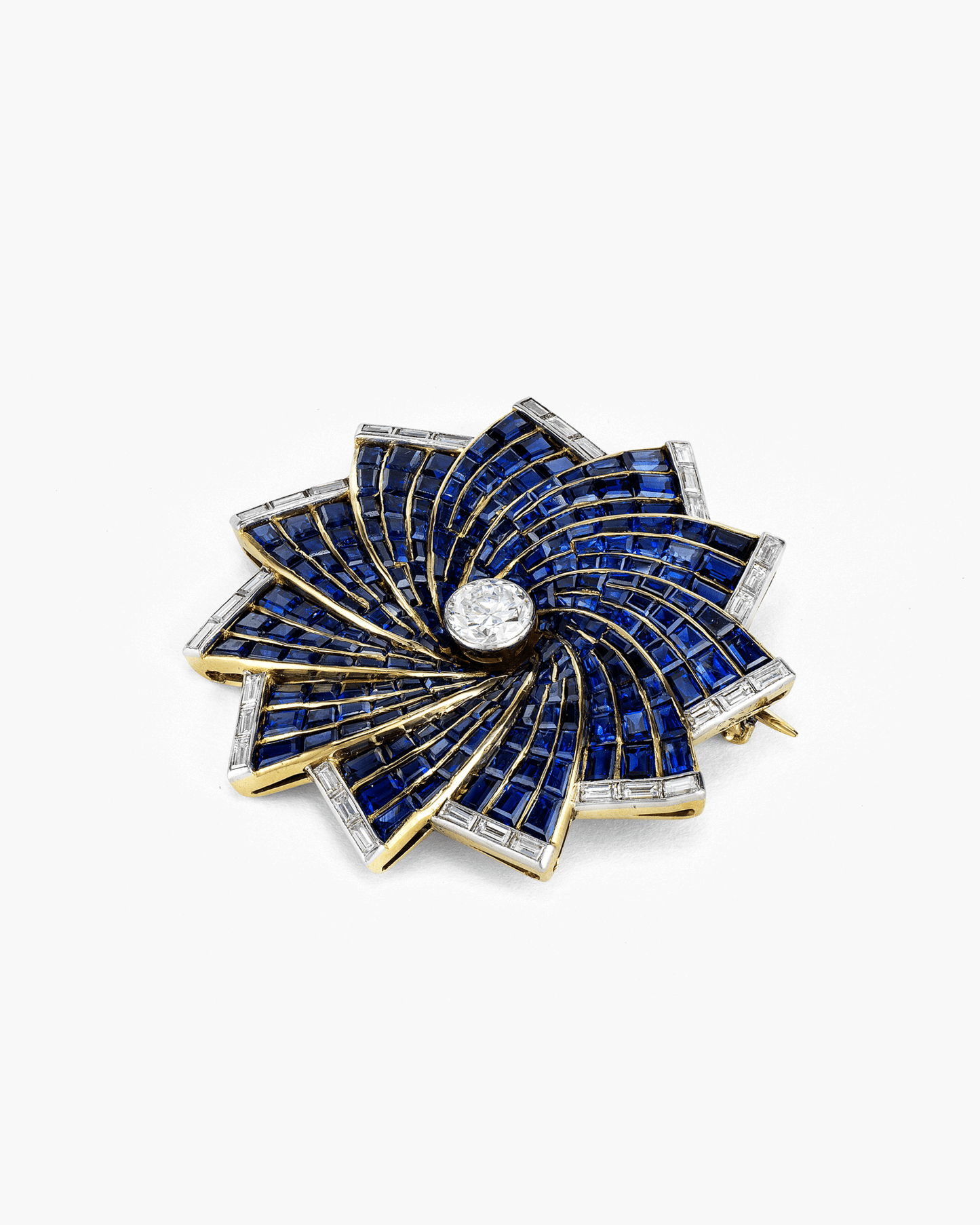 Retro Sapphire and Diamond Brooch