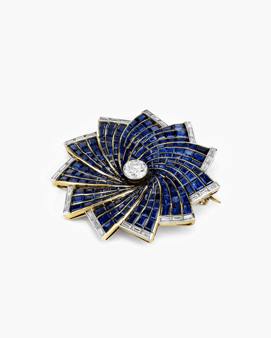 Retro Sapphire and Diamond Brooch