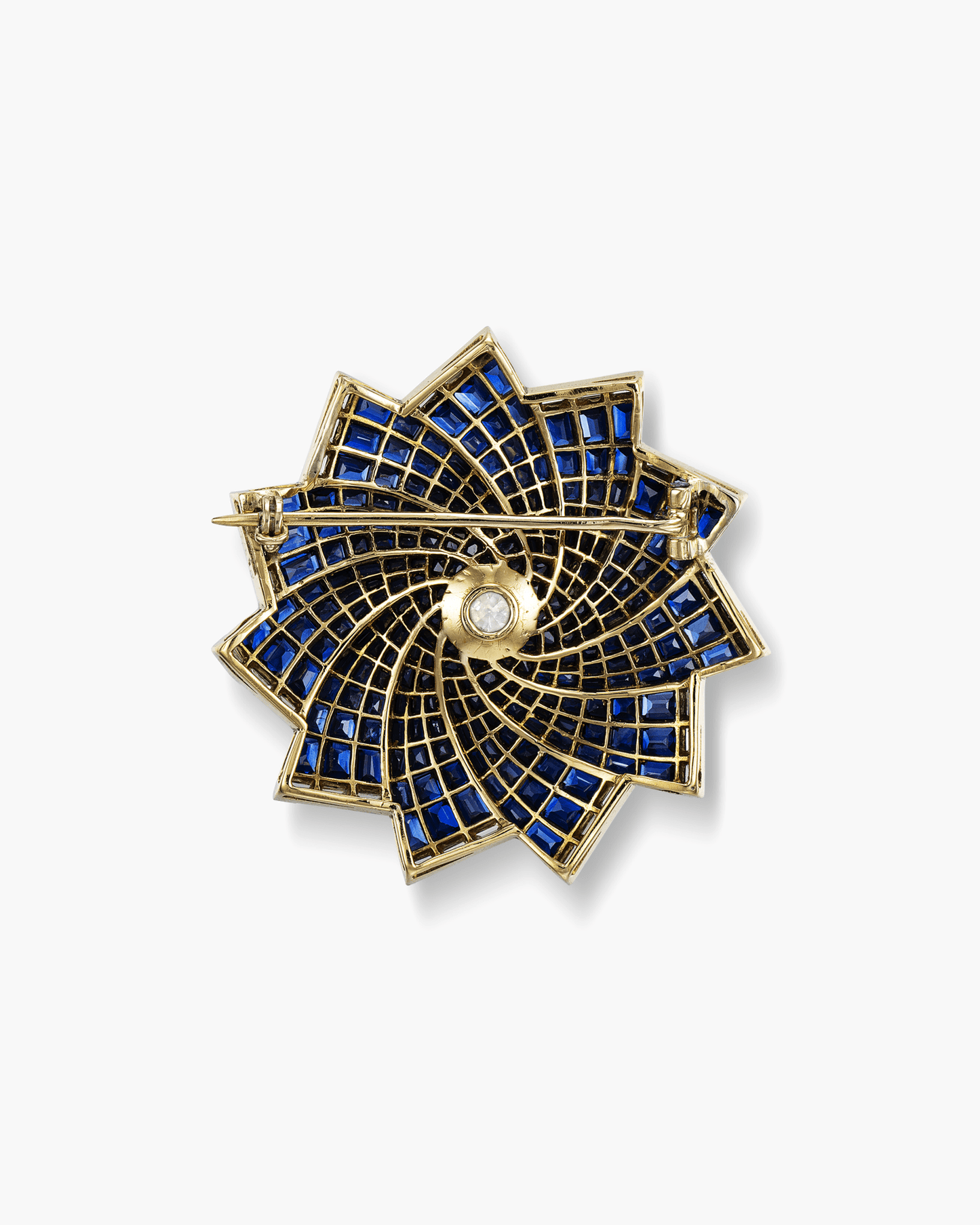 Retro Sapphire and Diamond Brooch