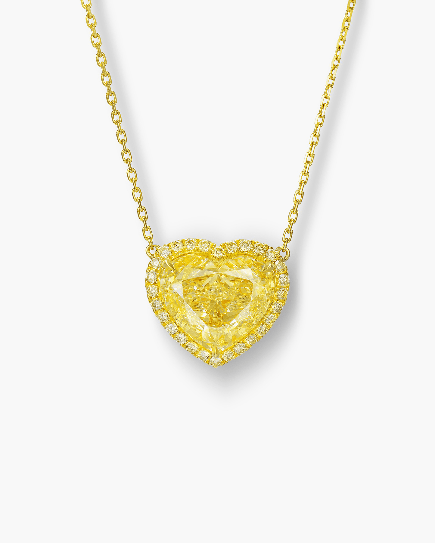 3.74 carat Heart Shape Yellow Diamond Pendant Necklace