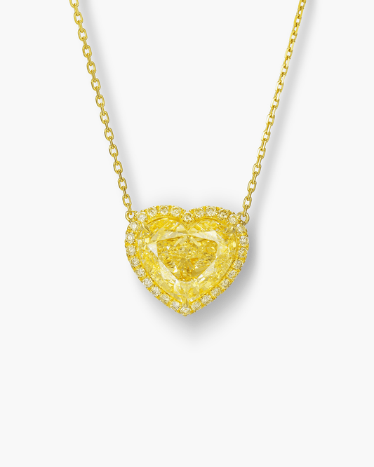 3.74 carat Heart Shape Yellow Diamond Pendant Necklace