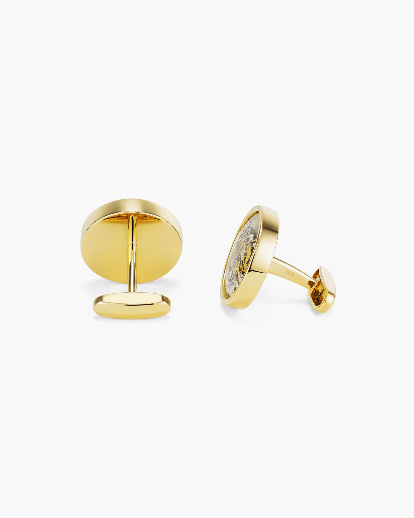 Mother of Pearl and Crystal Hand Painted Cheetah Cufflinks
