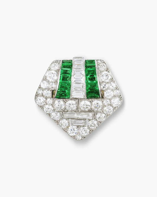 Art Deco Diamond and Emerald Clip by Boucheron
