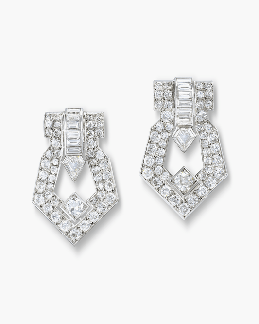 Art Deco Diamond Double Clip Brooches