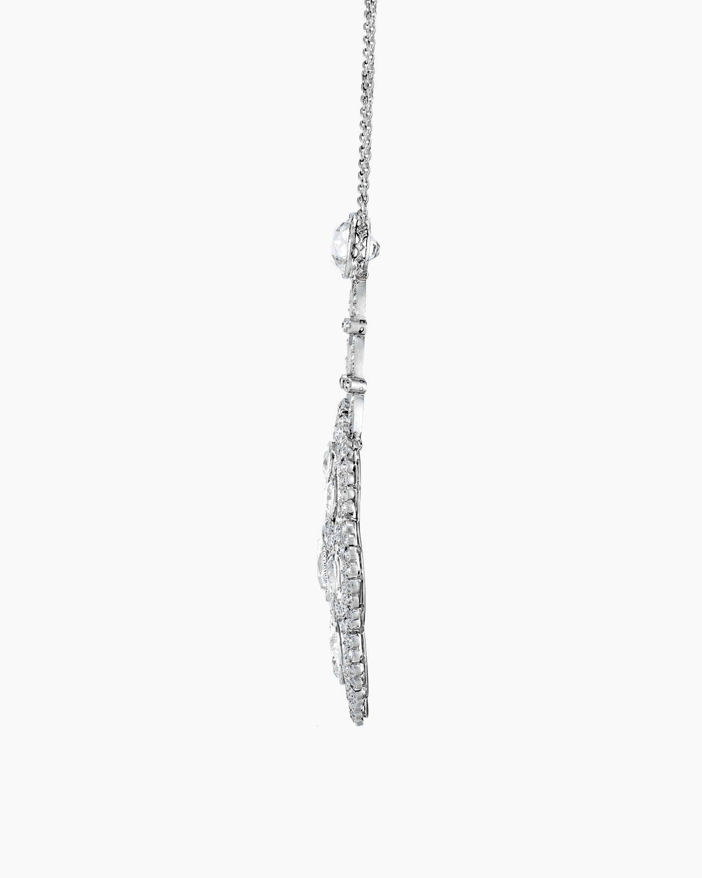 Edwardian Old Mine Cushion Diamond Pendant Necklace