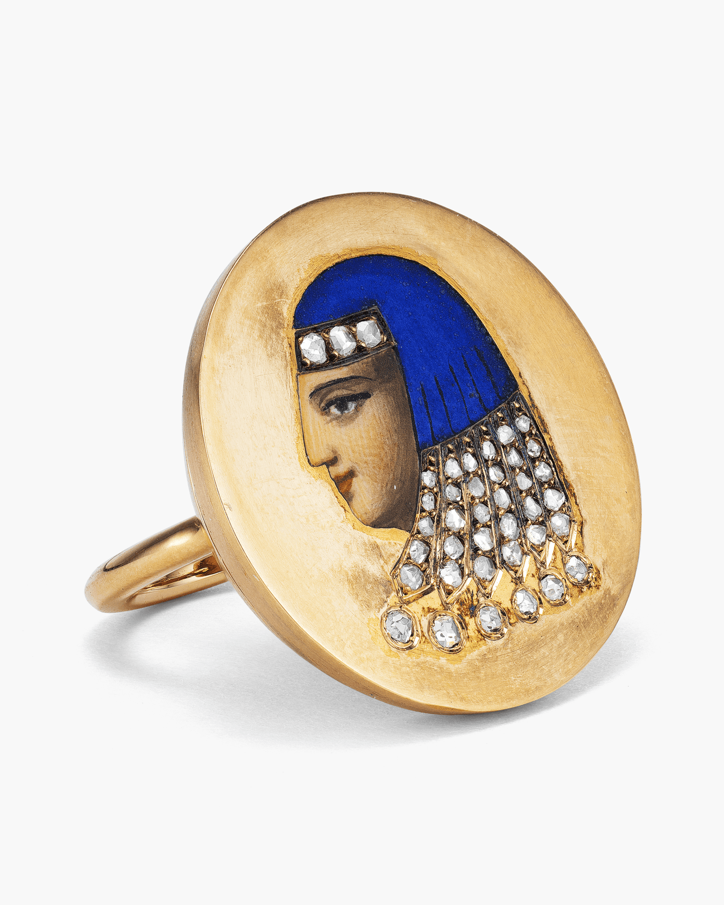 Estate Diamond and Enamel Cleopatra Ring