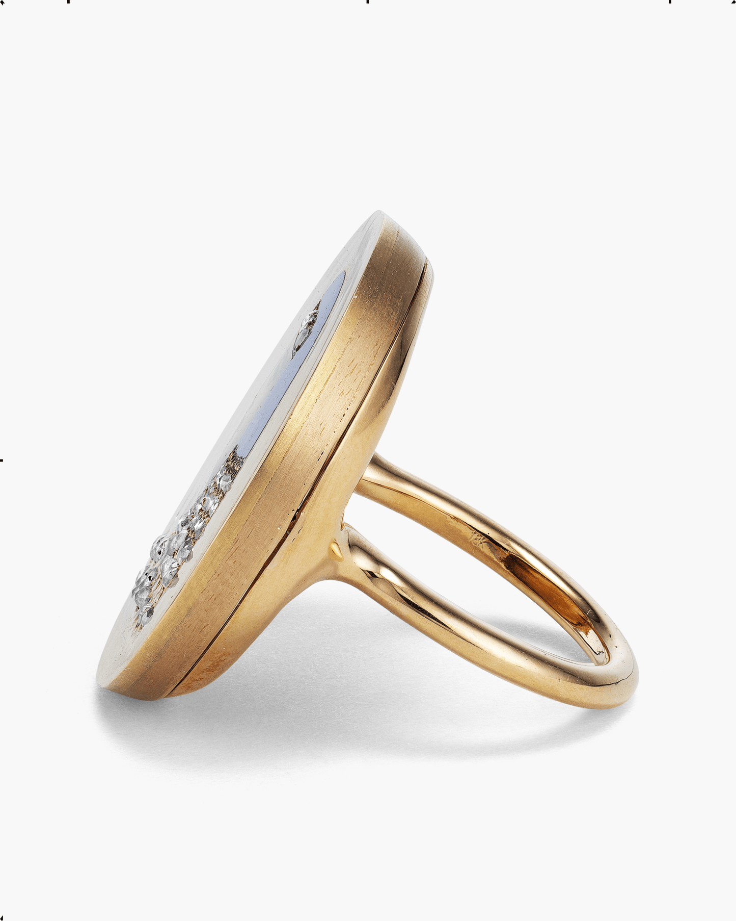 Estate Diamond and Enamel Cleopatra Ring