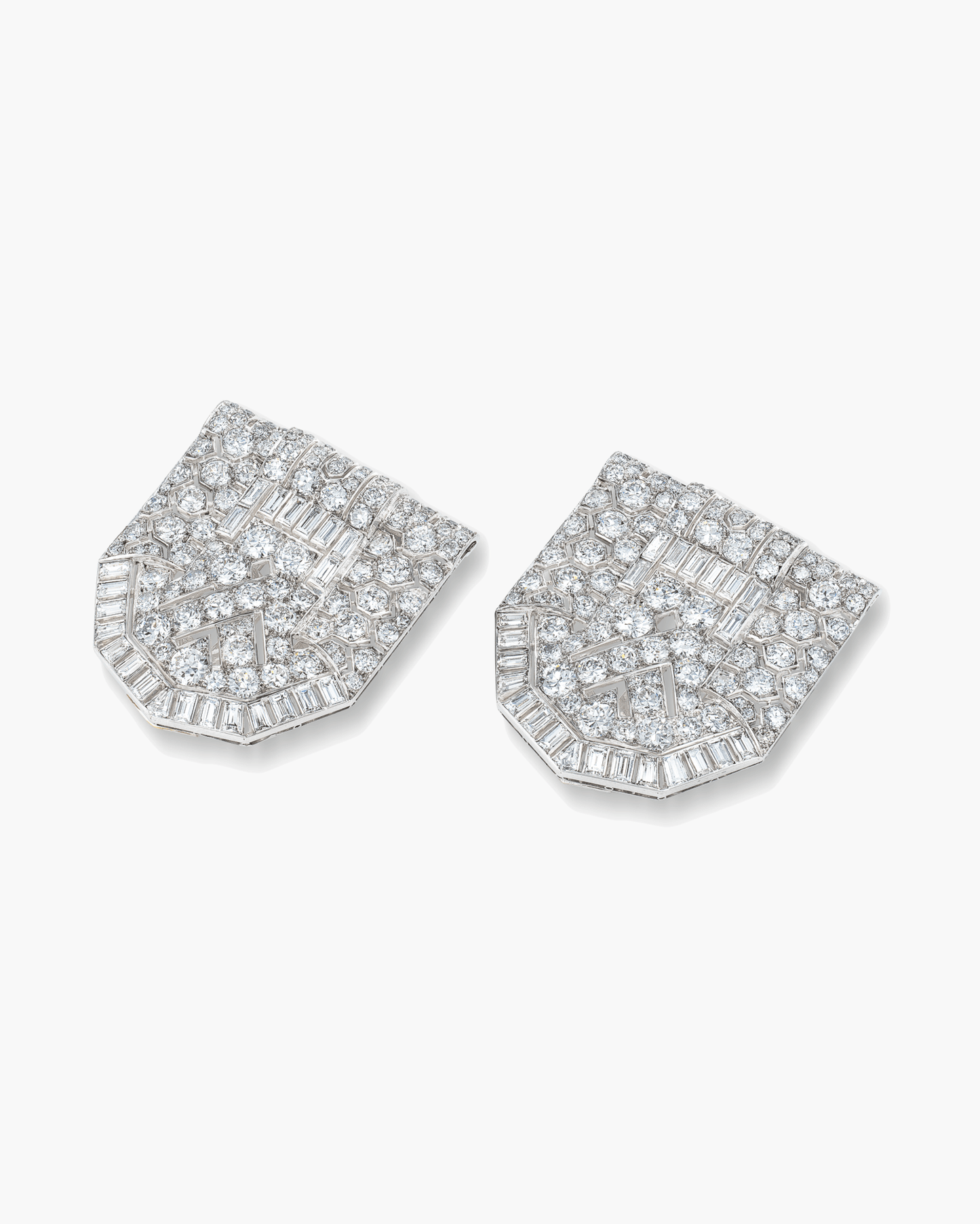 Art Deco Diamond Double Clips