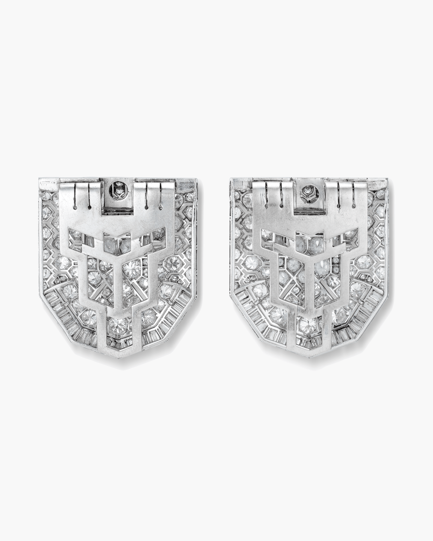 Art Deco Diamond Double Clips