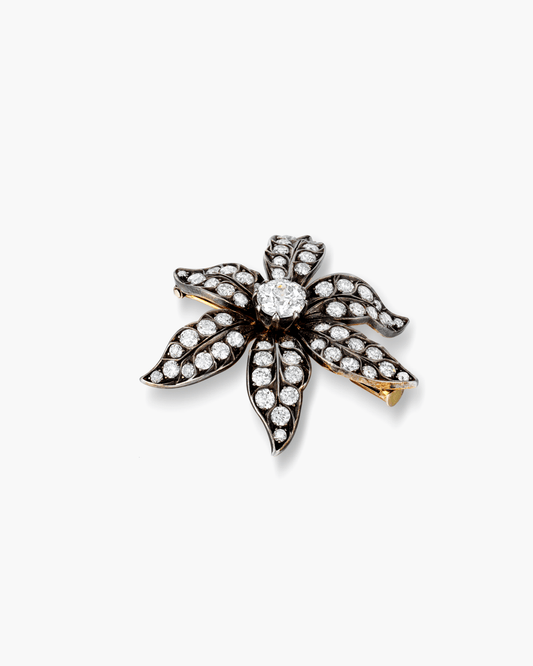 Victorian Diamond Flower Brooch