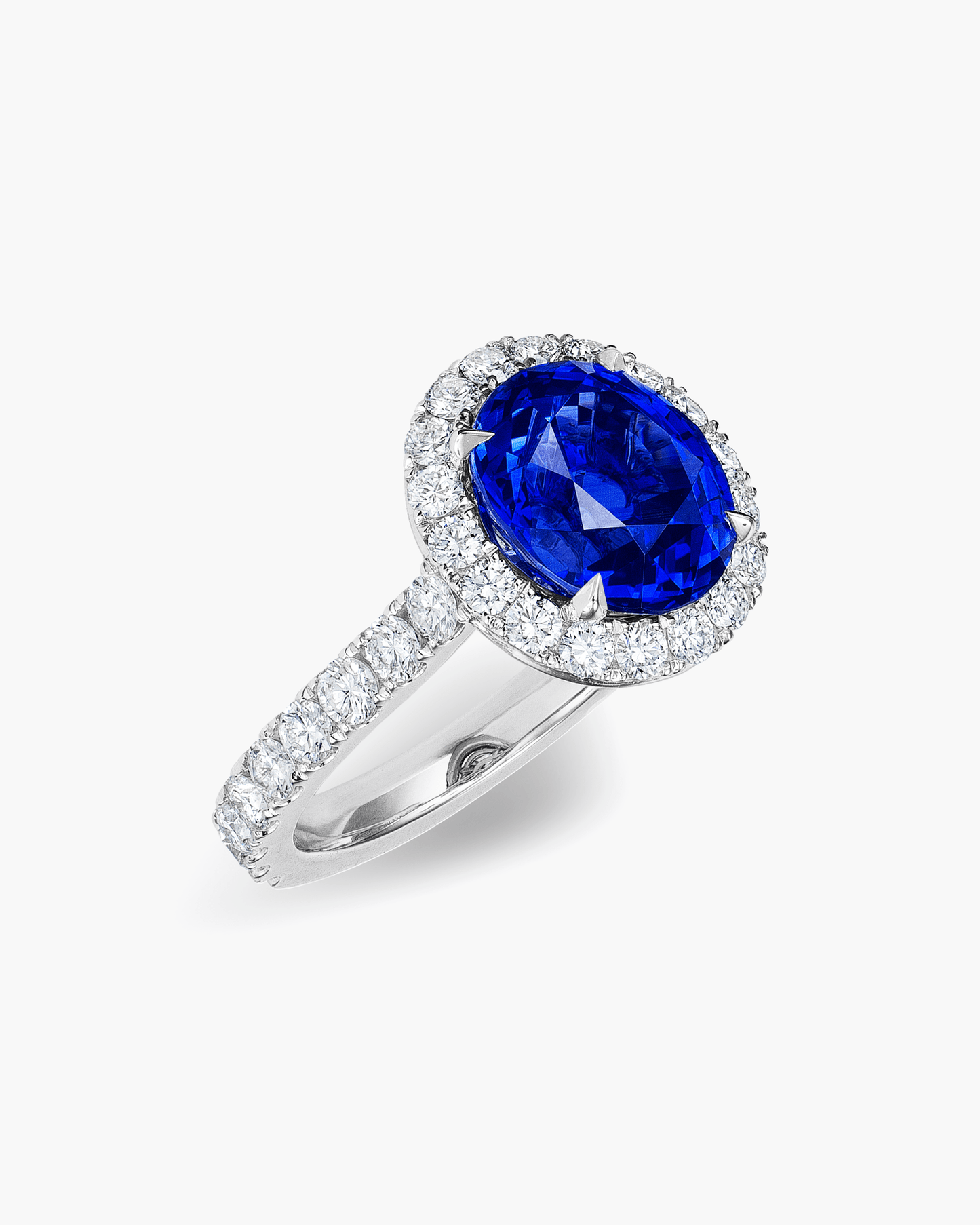 4.29 carat Oval Shape Sri Lankan Sapphire and Diamond Ring