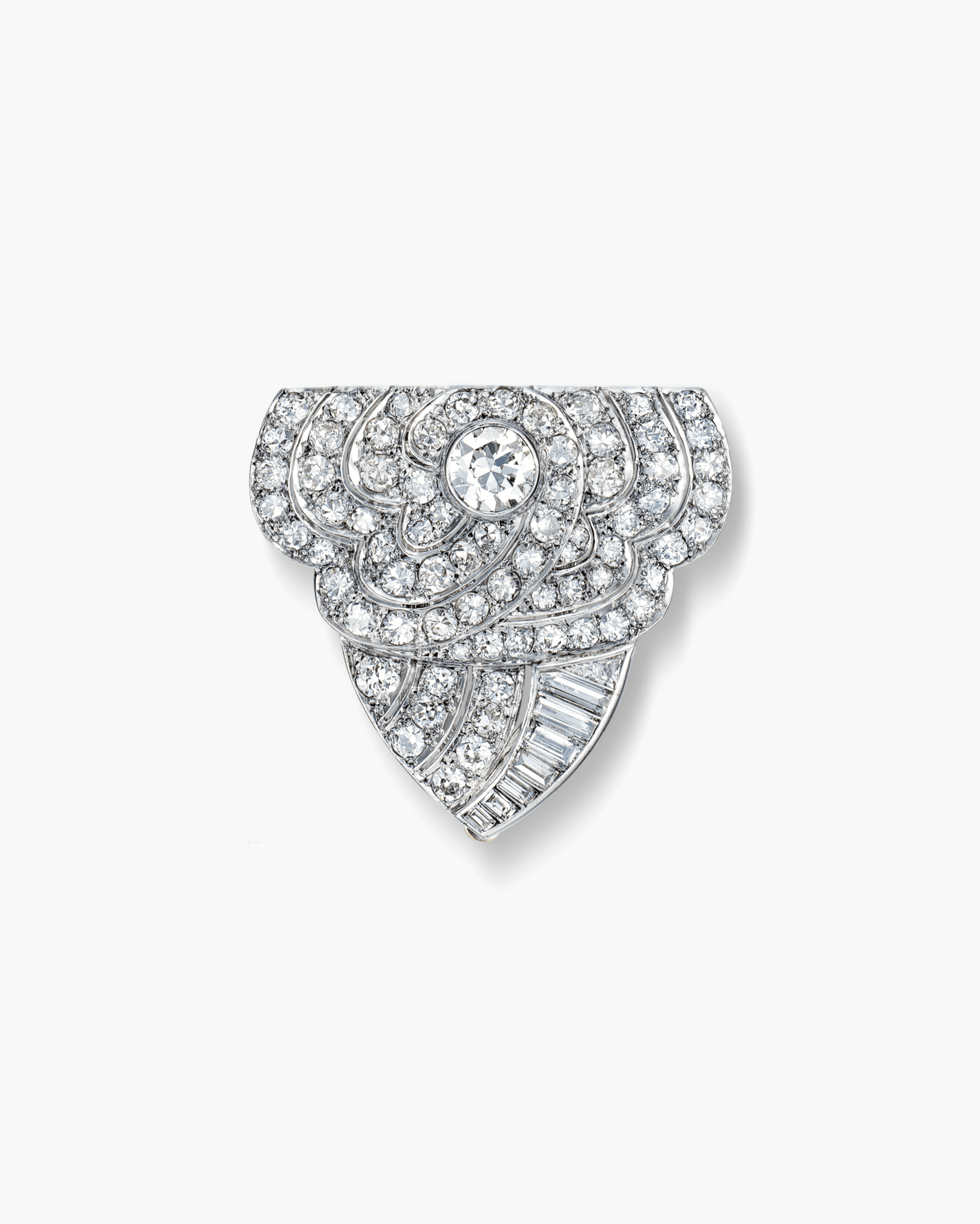 Art Deco Diamond Camellia Motif Clip