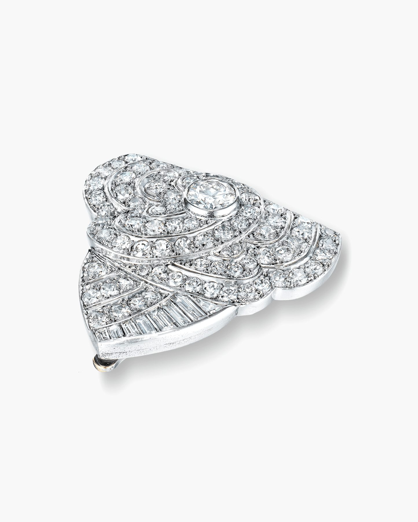 Art Deco Diamond Camellia Motif Clip