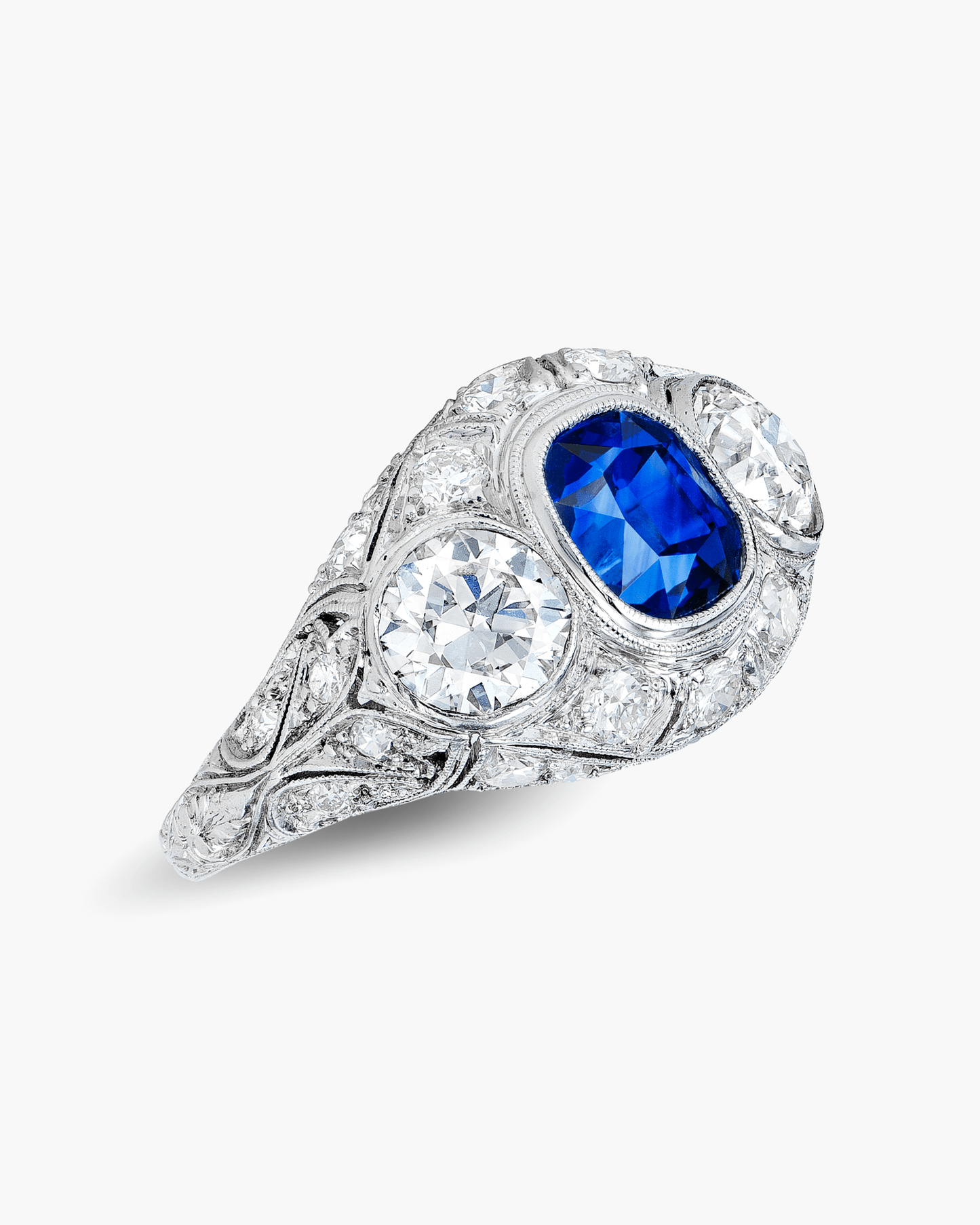 Art Deco Ceylon Sapphire and Diamond Ring