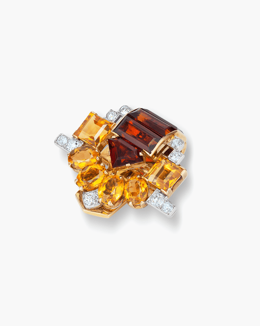 Art Deco Citrine and Diamond Brooch by Cartier