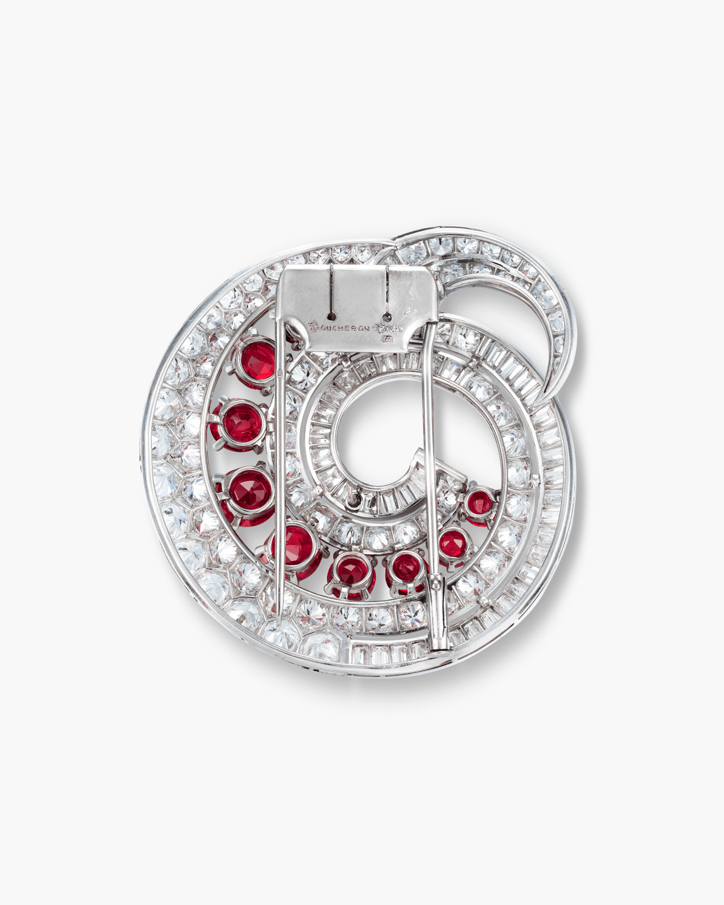 Art Deco Ruby and Diamond Tourbillon Brooch by Boucheron