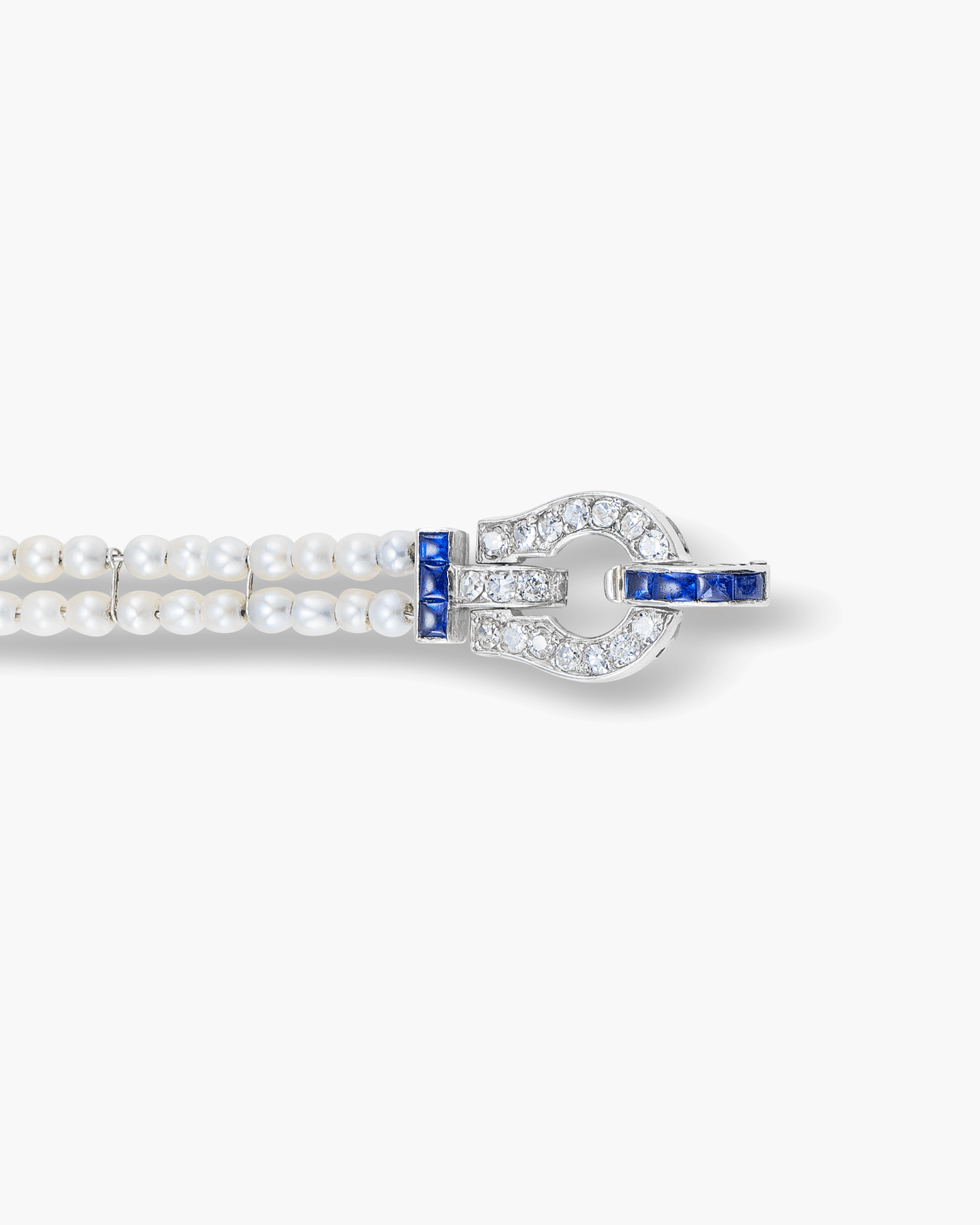 Edwardian Natural Pearl, Diamond and Sapphire Bracelet