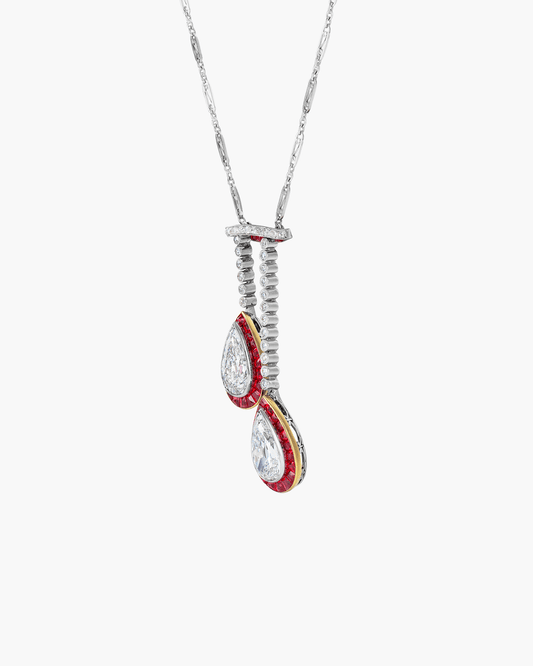 Edwardian Diamond and Ruby Necklace