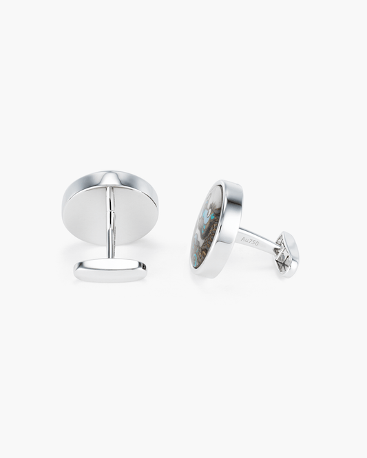 Mother of Pearl and Crystal Hand Painted Dragon Cufflinks