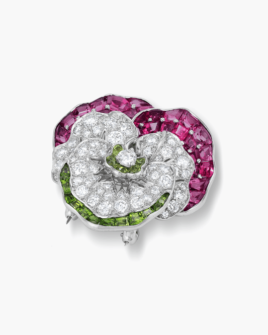 Estate Gemstone and Diamond Pansy Brooch by Oscar Heyman