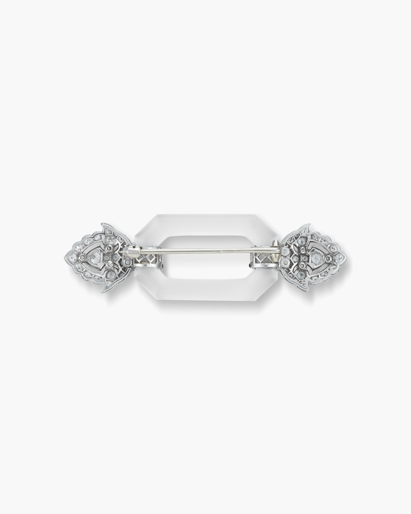Art Deco Diamond, Rock Crystal and Black Enamel Brooch by Mauboussin