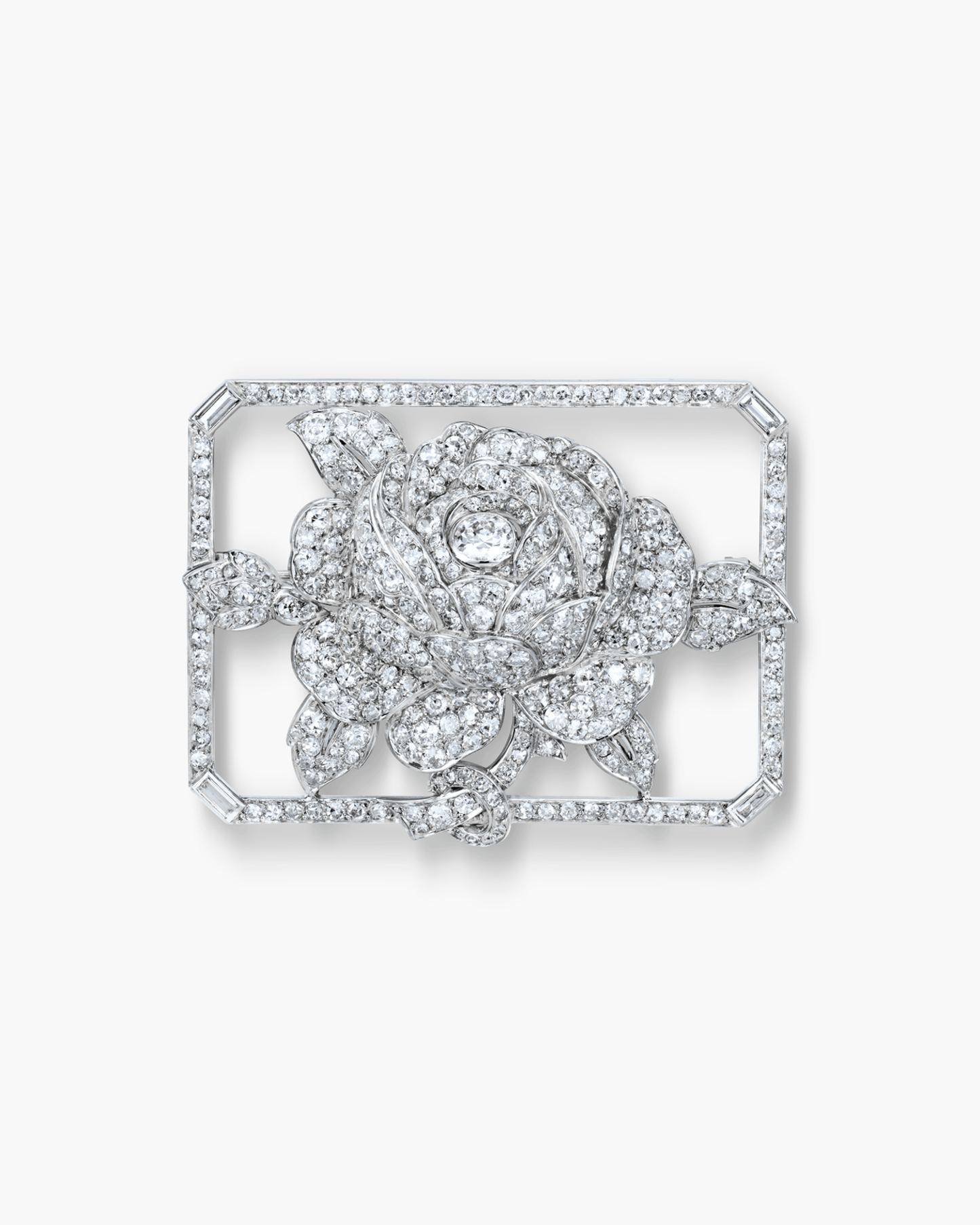 Art Deco Diamond Rose Brooch by Lacloche Frères