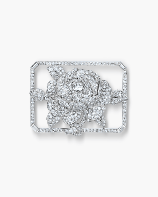 Art Deco Diamond Rose Brooch by Lacloche Frères
