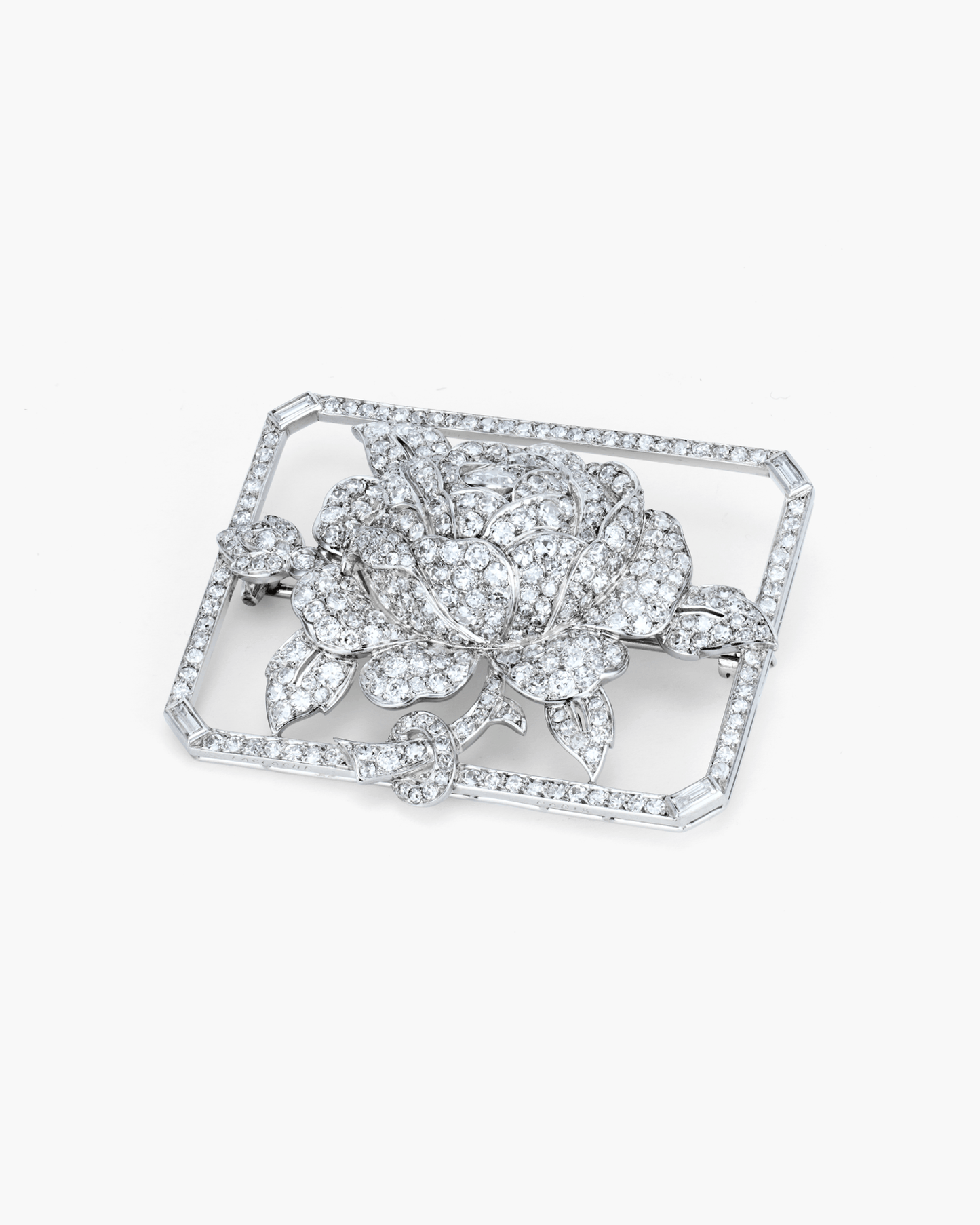 Art Deco Diamond Rose Brooch by Lacloche Frères