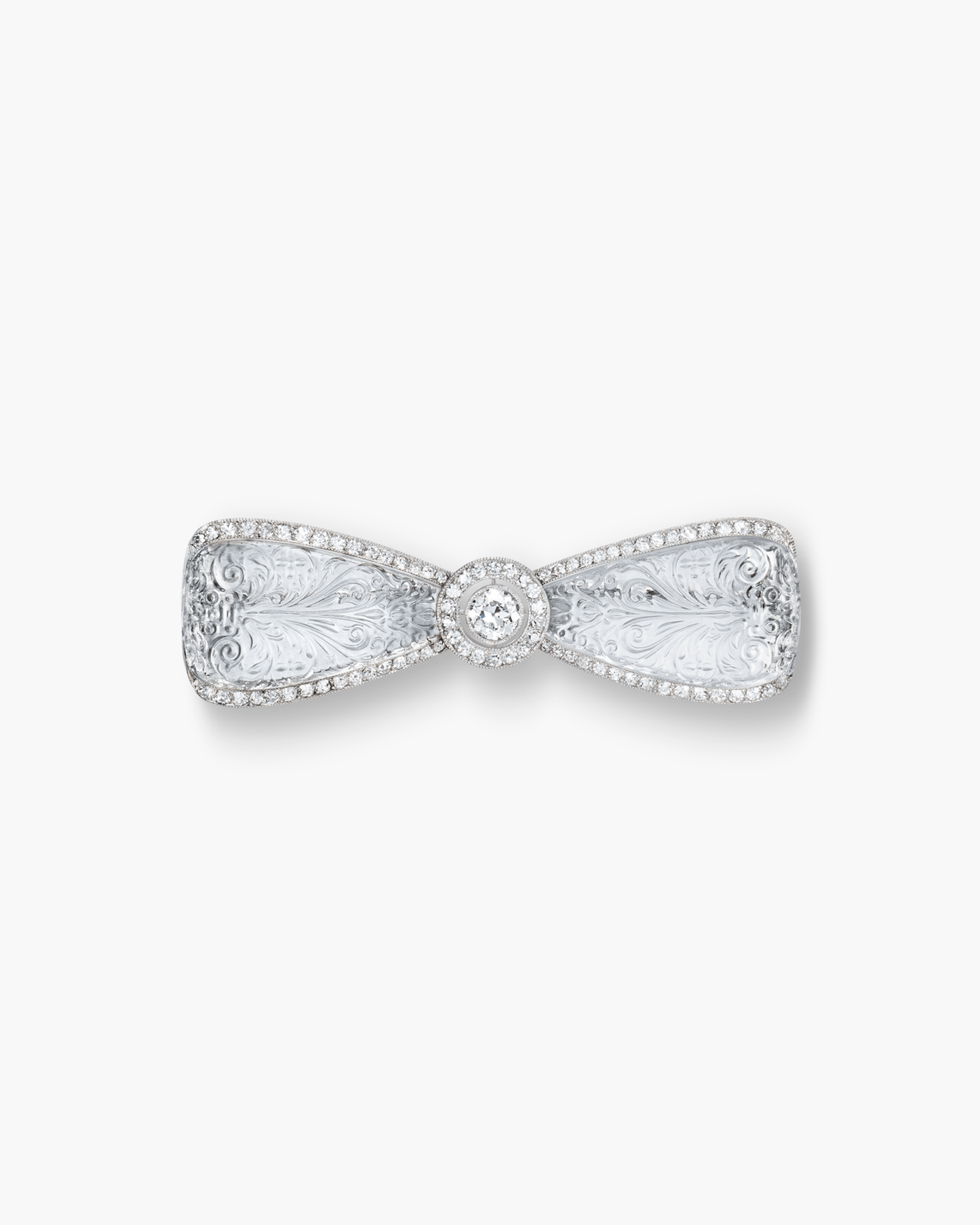 Edwardian Rock Crystal and Diamond Bow Knot Brooch by Cartier