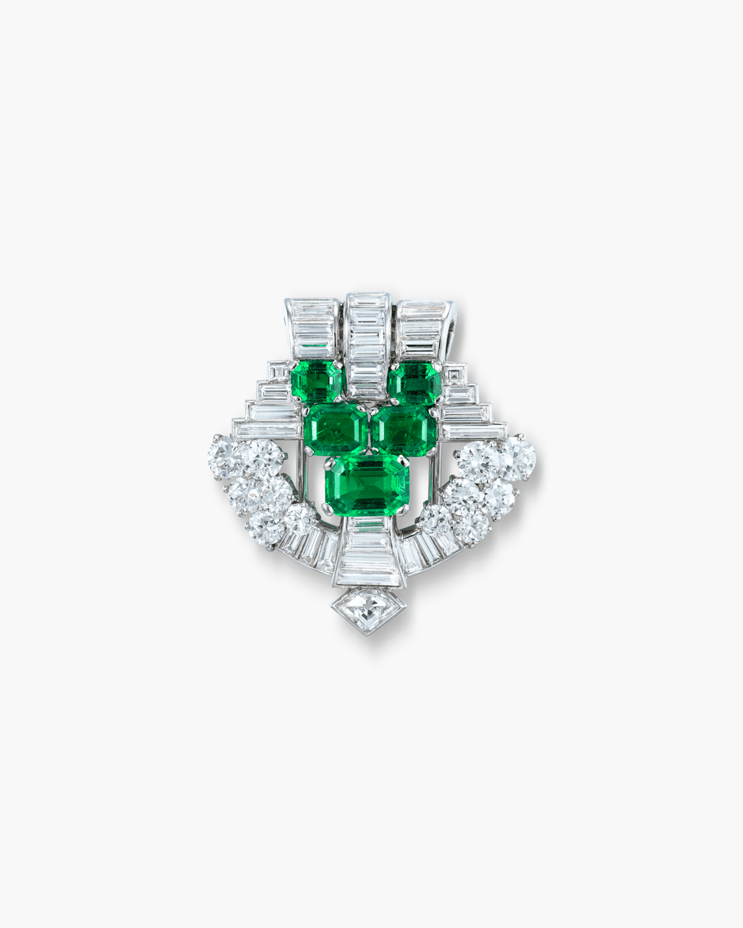Art Deco Emerald and Diamond Clip Brooch by Cartier