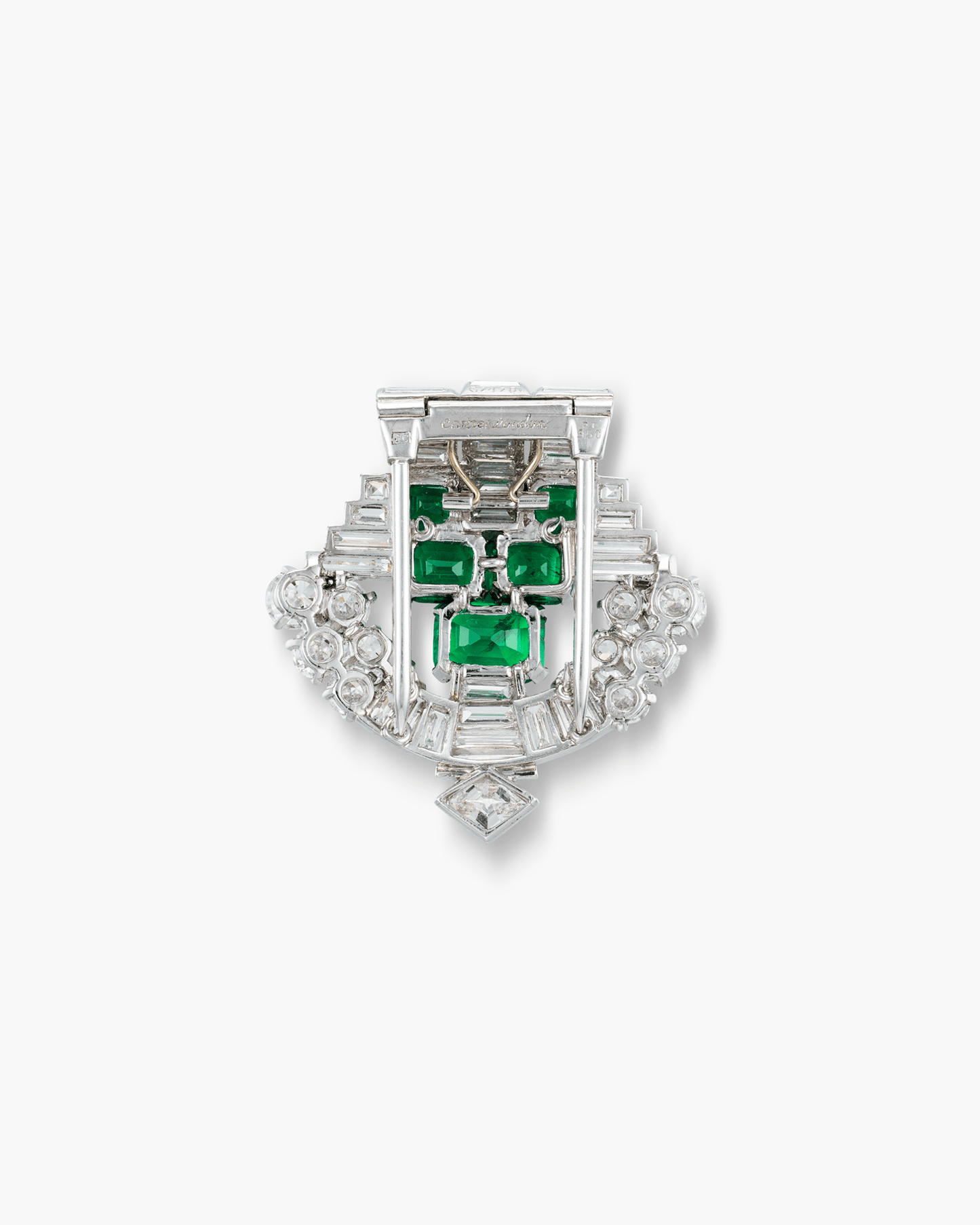 Art Deco Emerald and Diamond Clip Brooch by Cartier