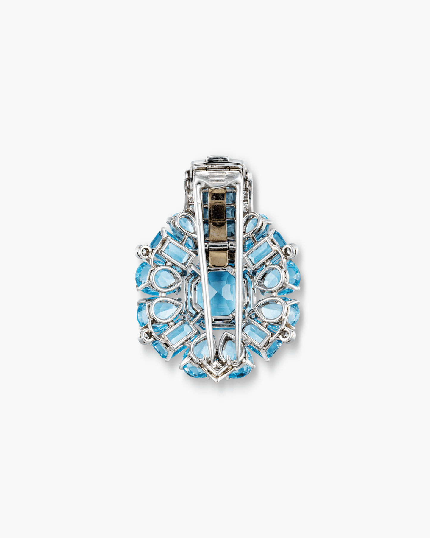 Art Deco Aquamarine and Diamond Clip Brooch by Cartier