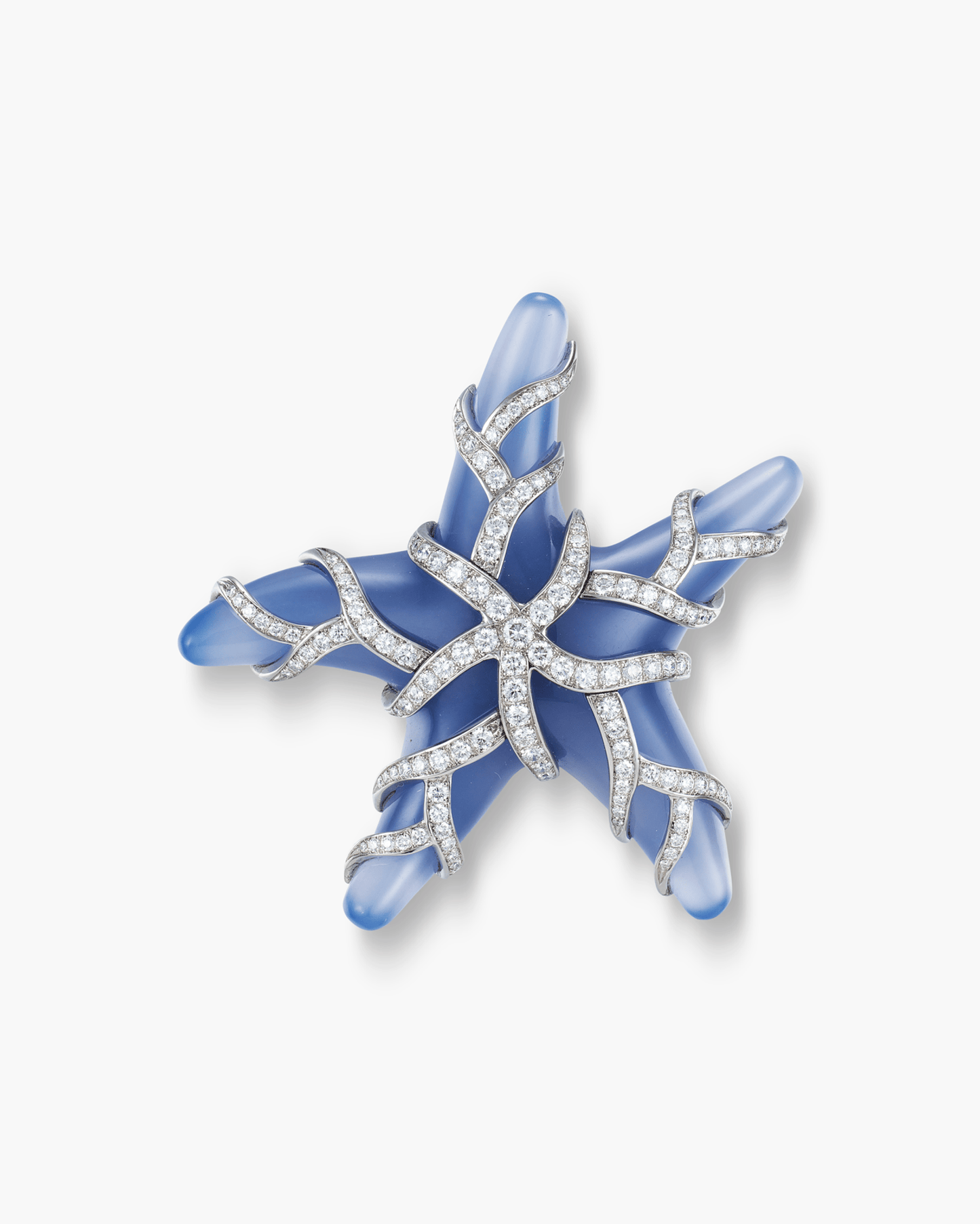 Estate Chalcedony and Diamond Starfish Brooch and Earrings by Tiffany & Co.