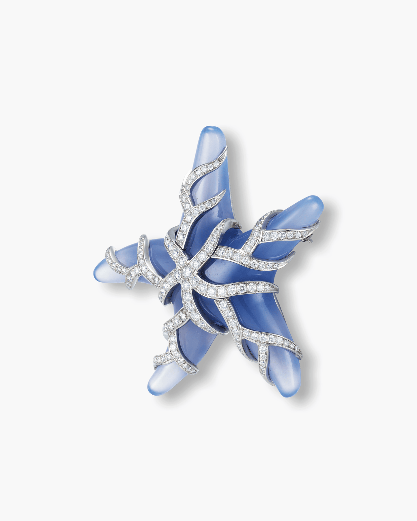 Estate Chalcedony and Diamond Starfish Brooch and Earrings by Tiffany & Co.