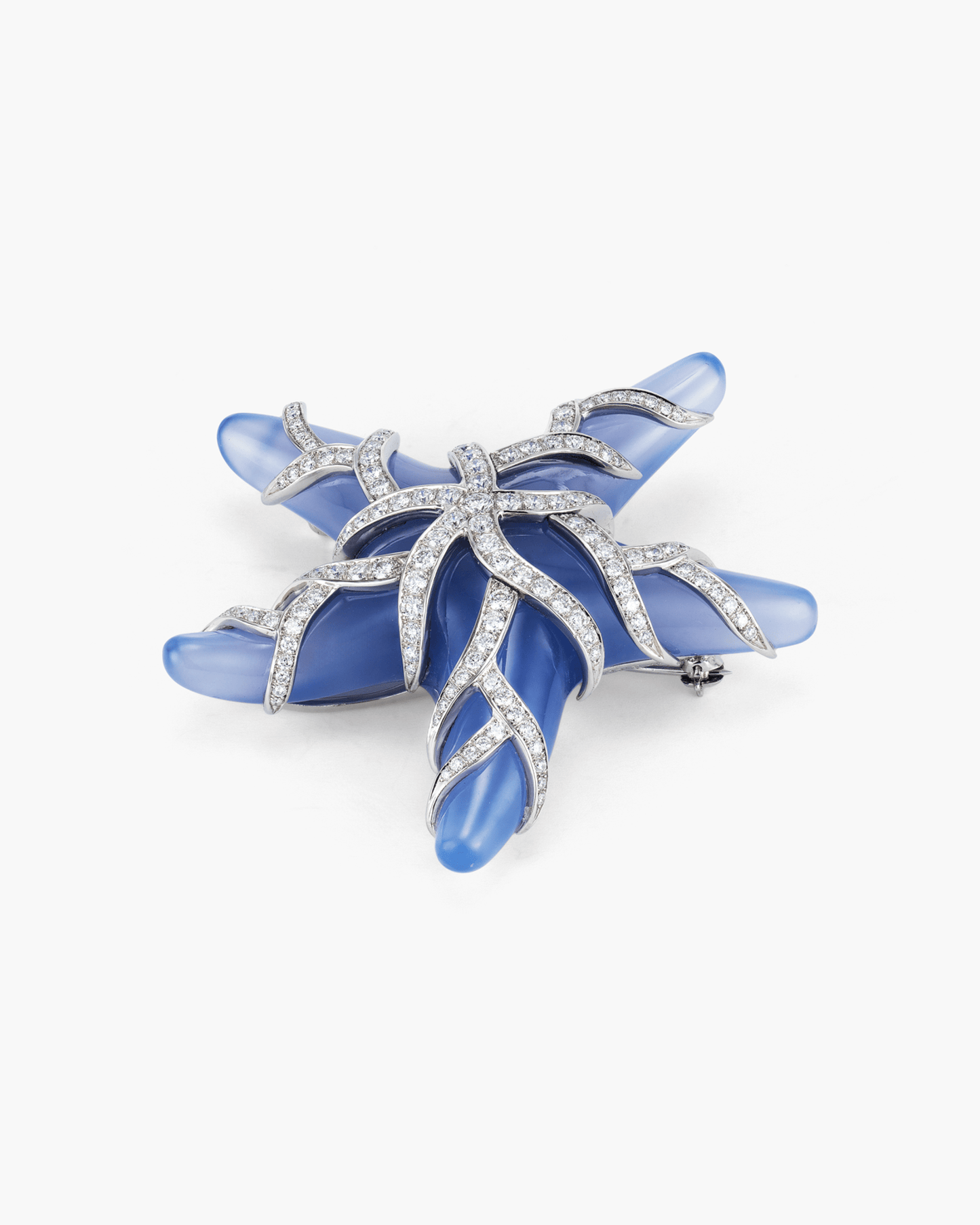 Estate Chalcedony and Diamond Starfish Brooch and Earrings by Tiffany & Co.