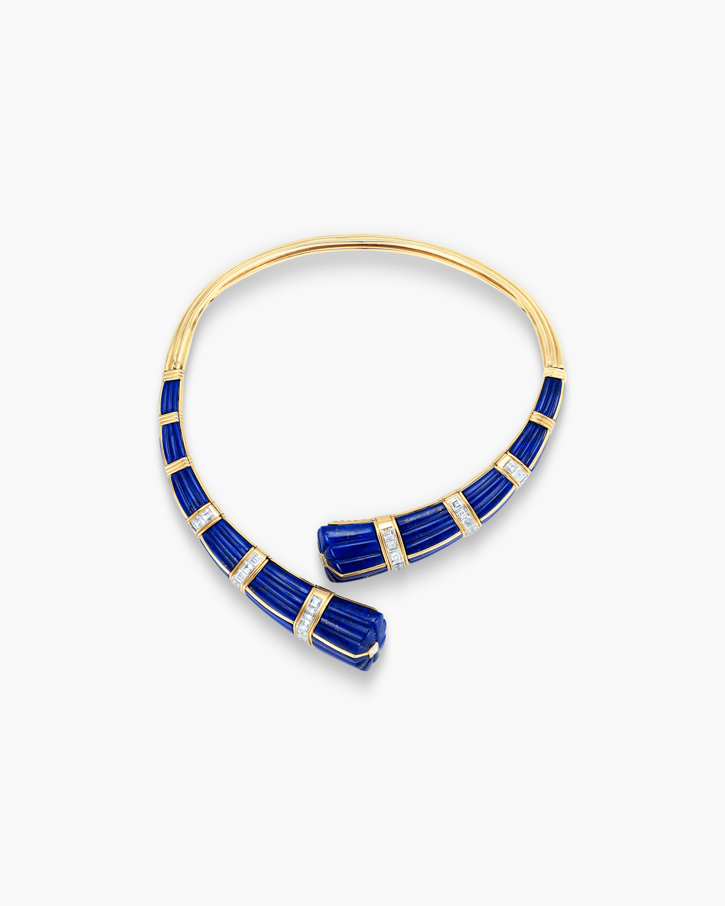 Estate Diamond Lapis Lazuli Necklace, Earrings and Bangle Set by Boucheron