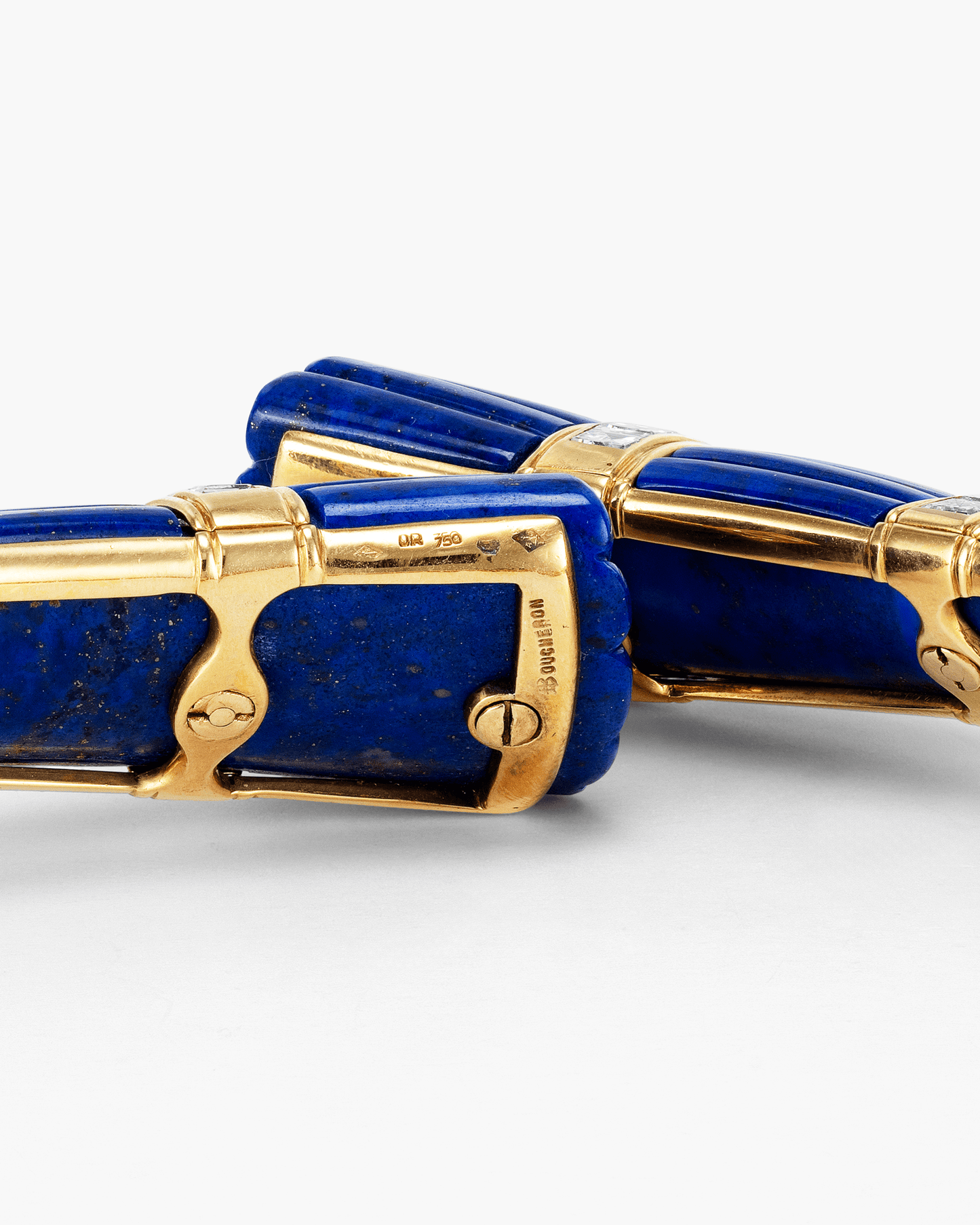 Estate Diamond Lapis Lazuli Necklace, Earrings and Bangle Set by Boucheron