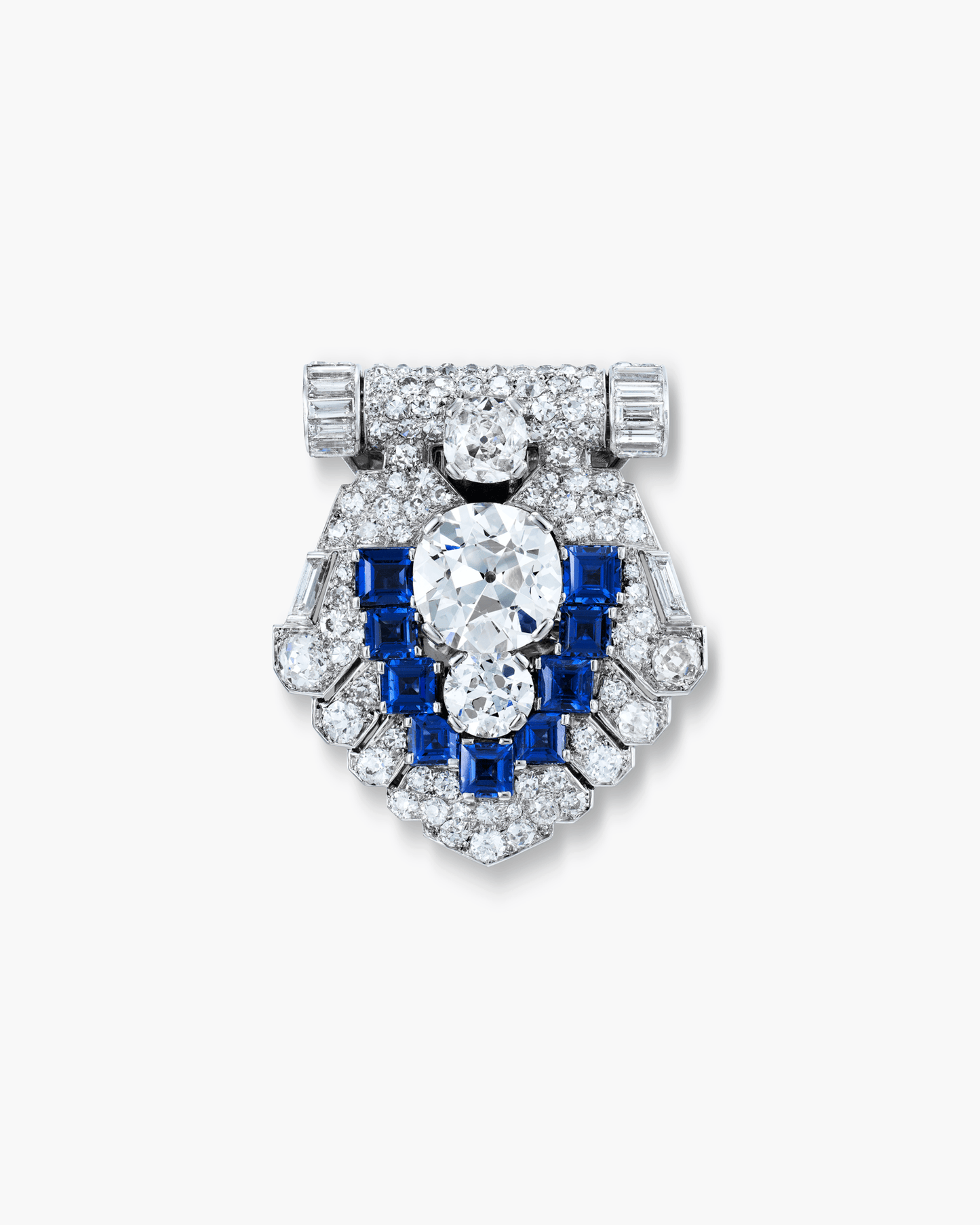 Art Deco Diamond and Sapphire Lapel Clip by Cartier