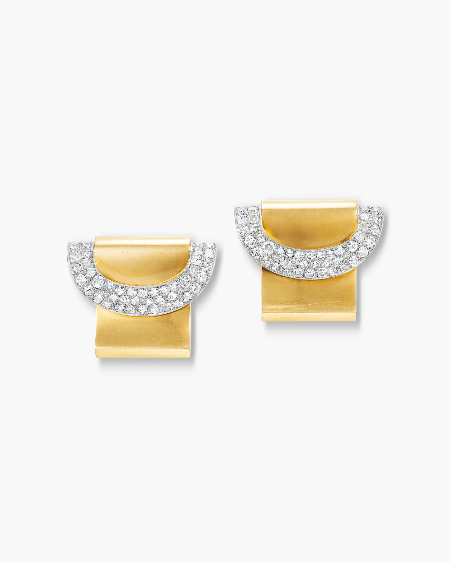 Art Deco Diamond Double Clip Brooches