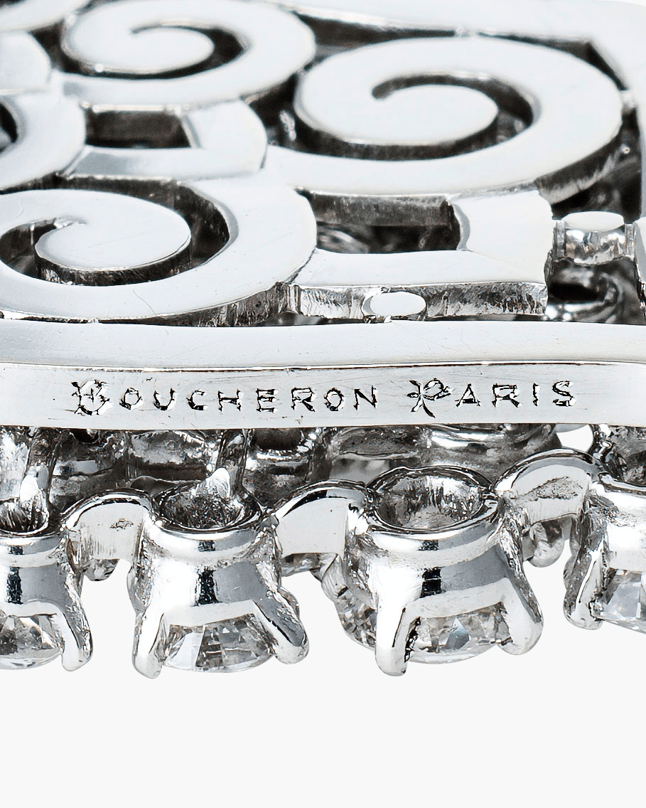 Retro Diamond Scroll Motif Brooch by Boucheron