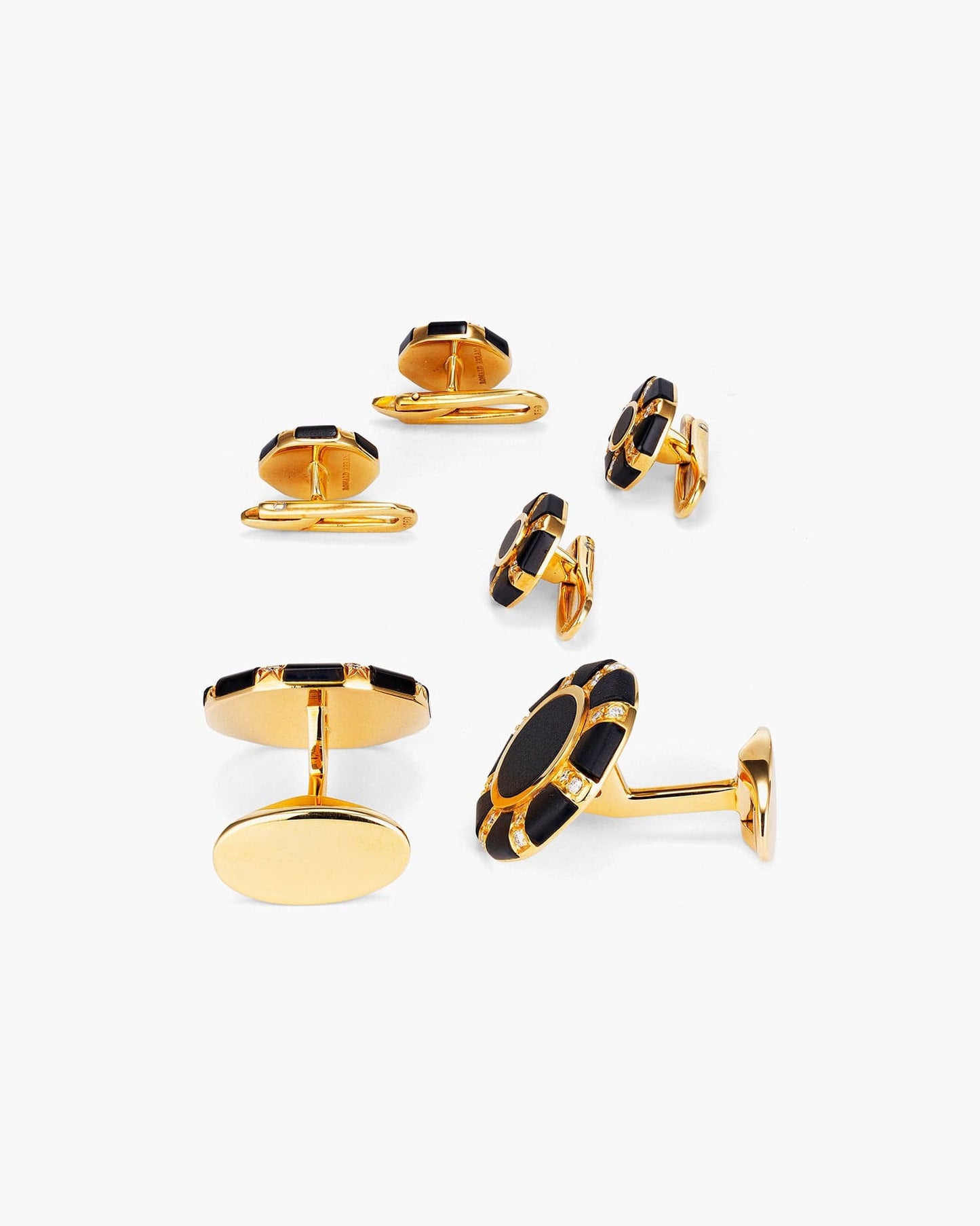 Diamond and Onyx Sunburst Cufflinks and Stud Set