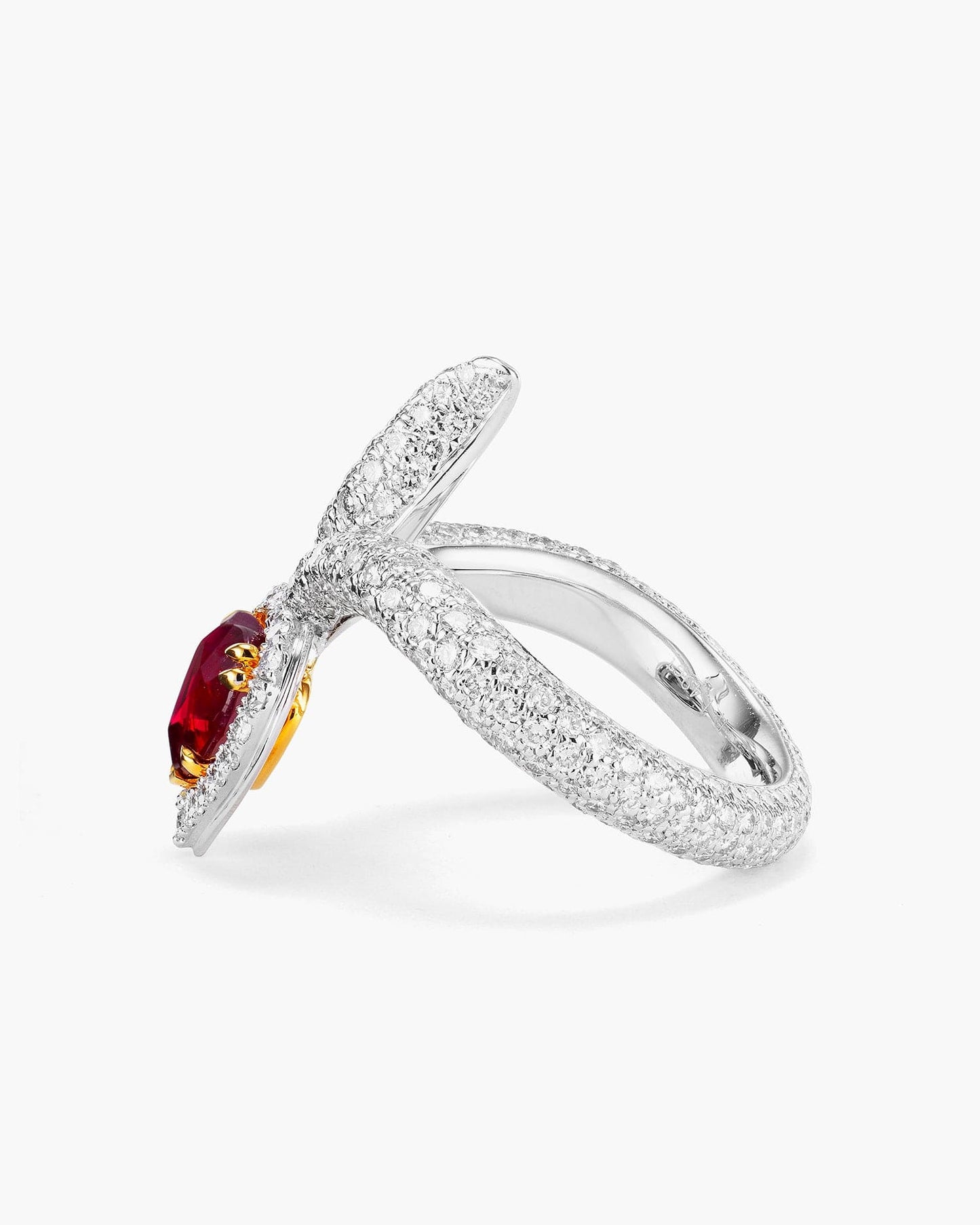1.49 carat Heart Shape Burmese Ruby and Diamond Ring