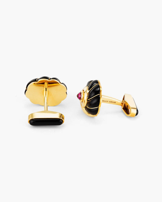 Ruby and Onyx Fan Cufflinks