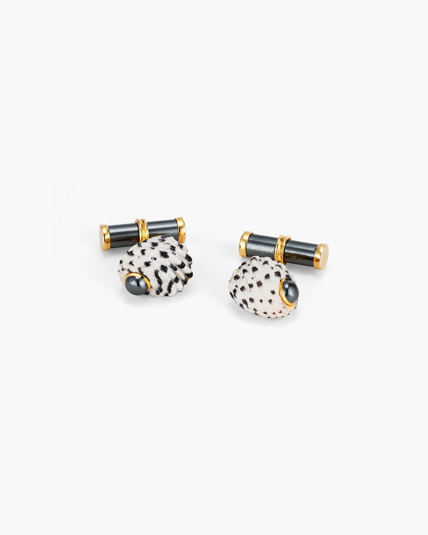 Nerita Textilis Shell and Hematite Cufflinks