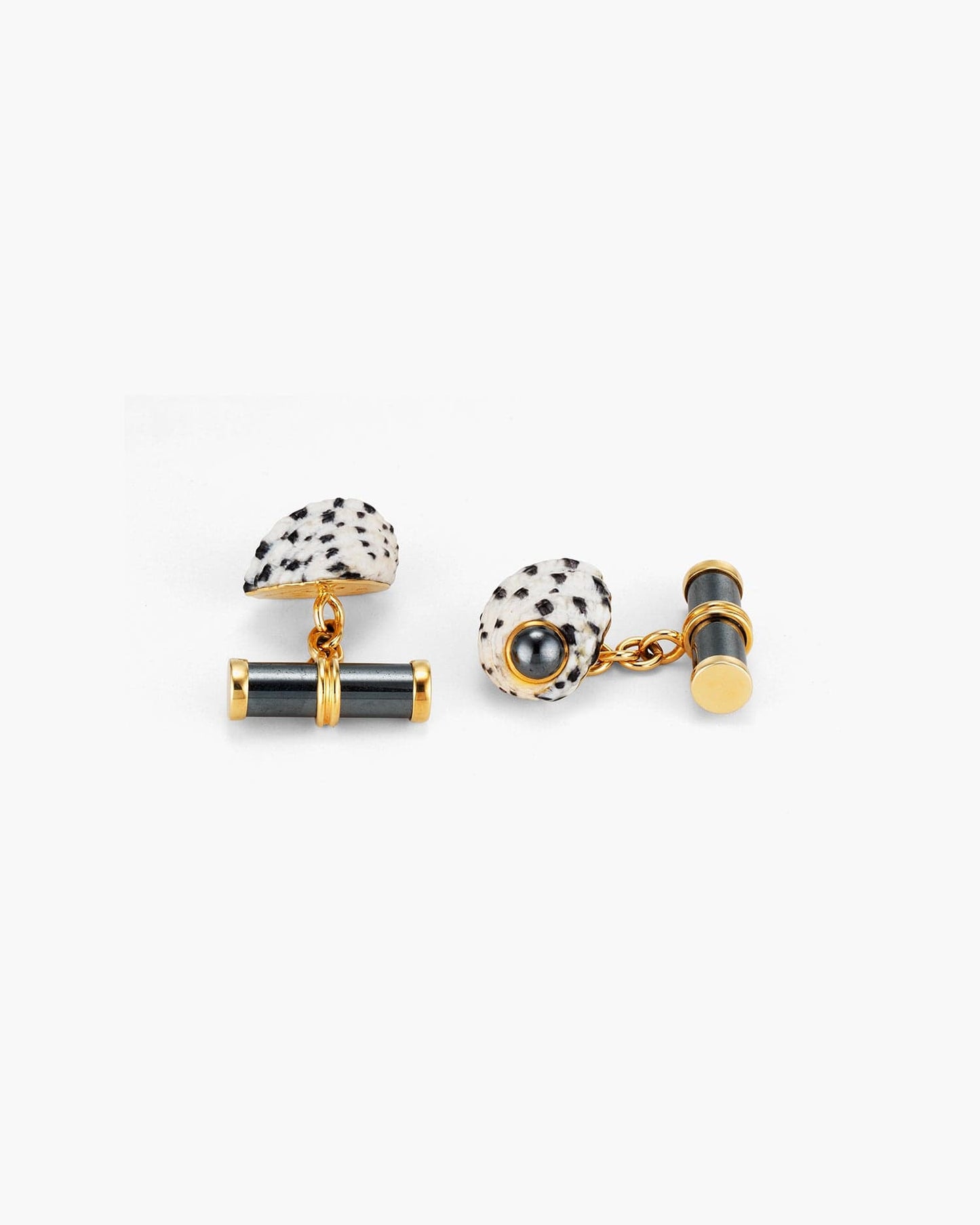 Nerita Textilis Shell and Hematite Cufflinks