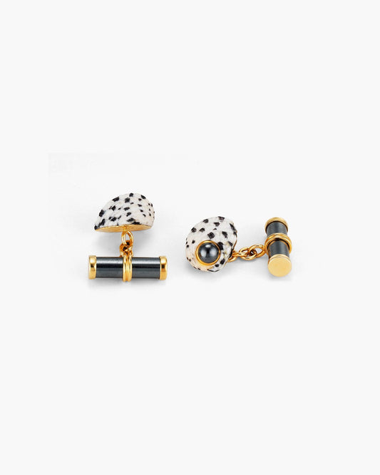 Nerita Textilis Shell and Hematite Cufflinks