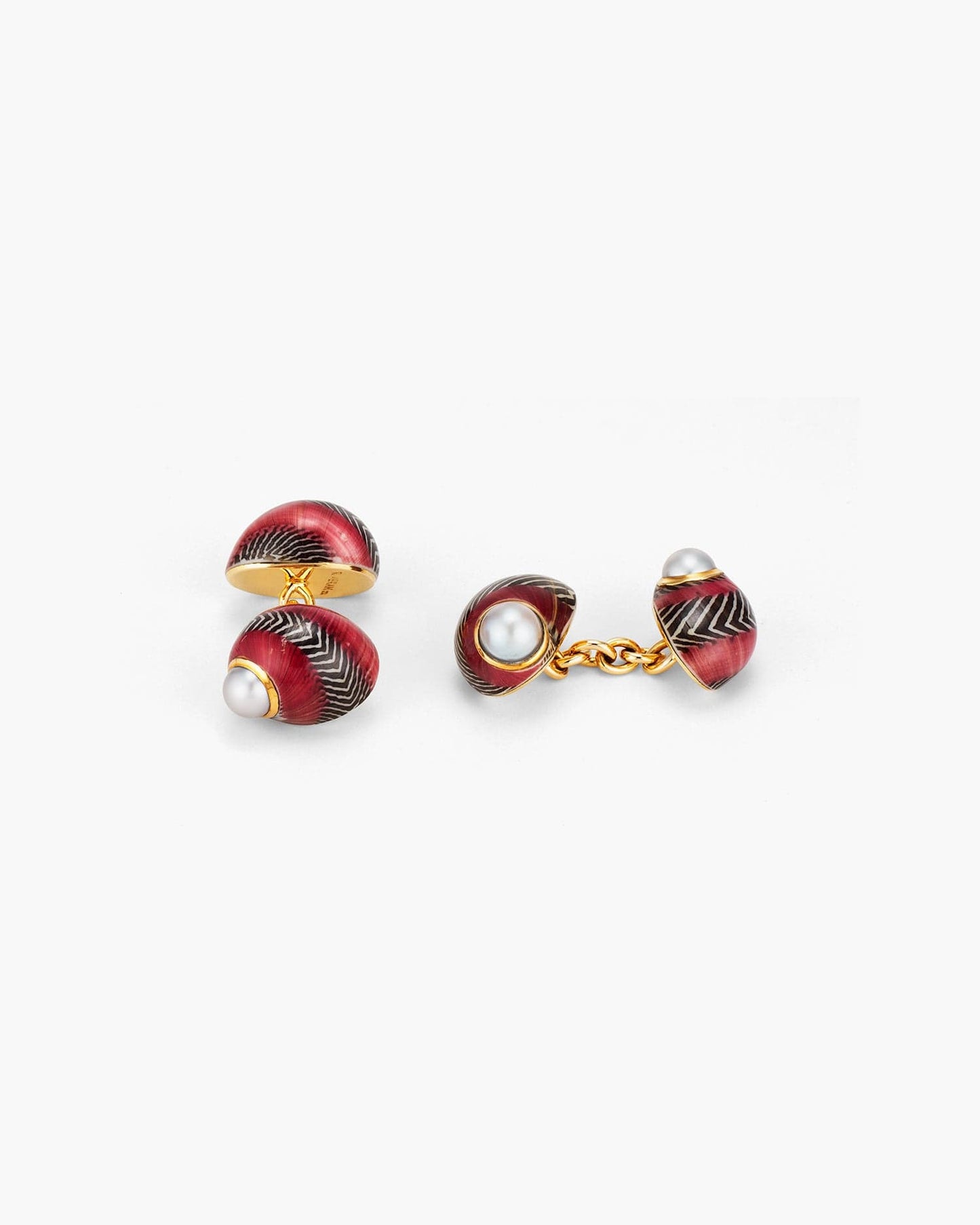 Nerita Communis Shell and Pearl Cufflinks