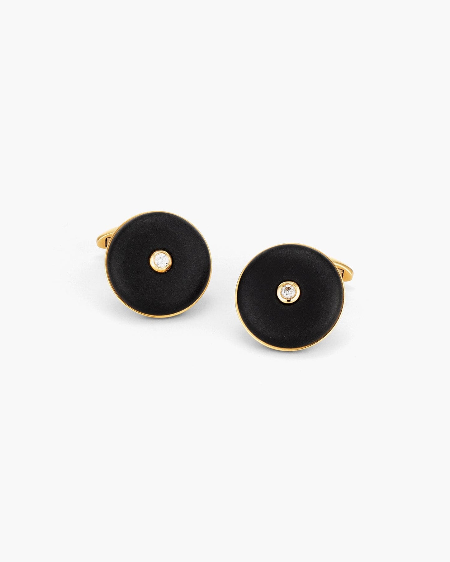 Diamond and Onyx Circular Framed Cufflinks
